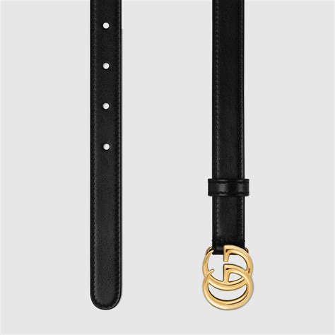 Gucci เข็มขัด GG Marmont leather belt with shiny buckle.